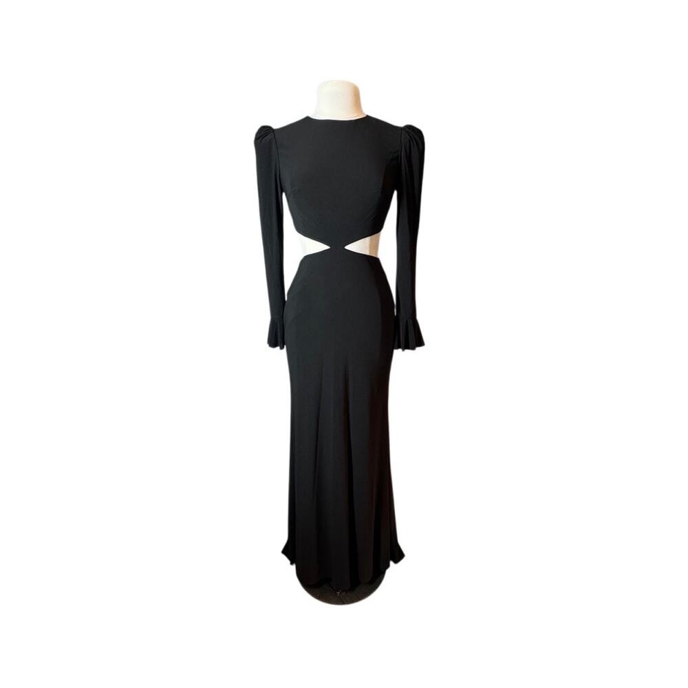 Mac Duggal Leena Cut Out Jersey Gown in Black Minimalist Elegant A-Line Dress 6 - Picture 10 of 12